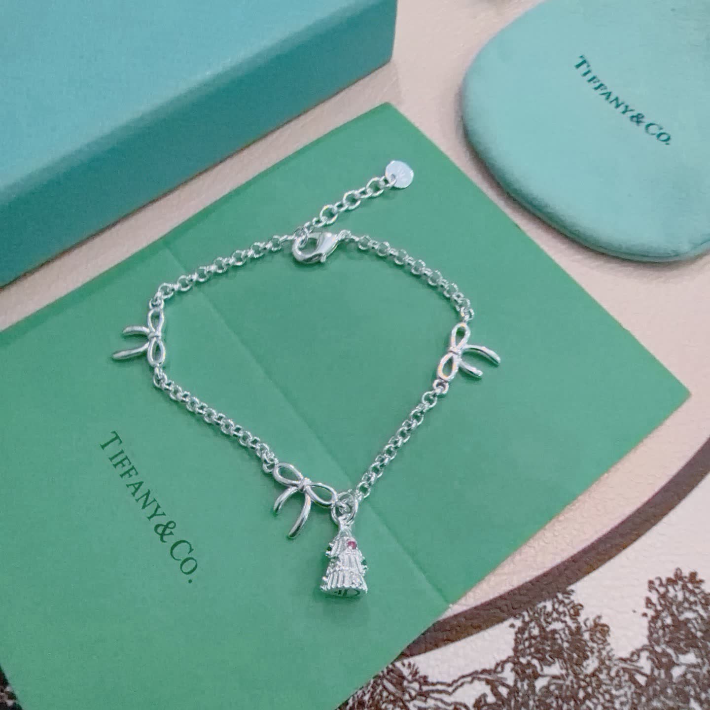Tiffany & Co. Silver Bow Charm Bracelet